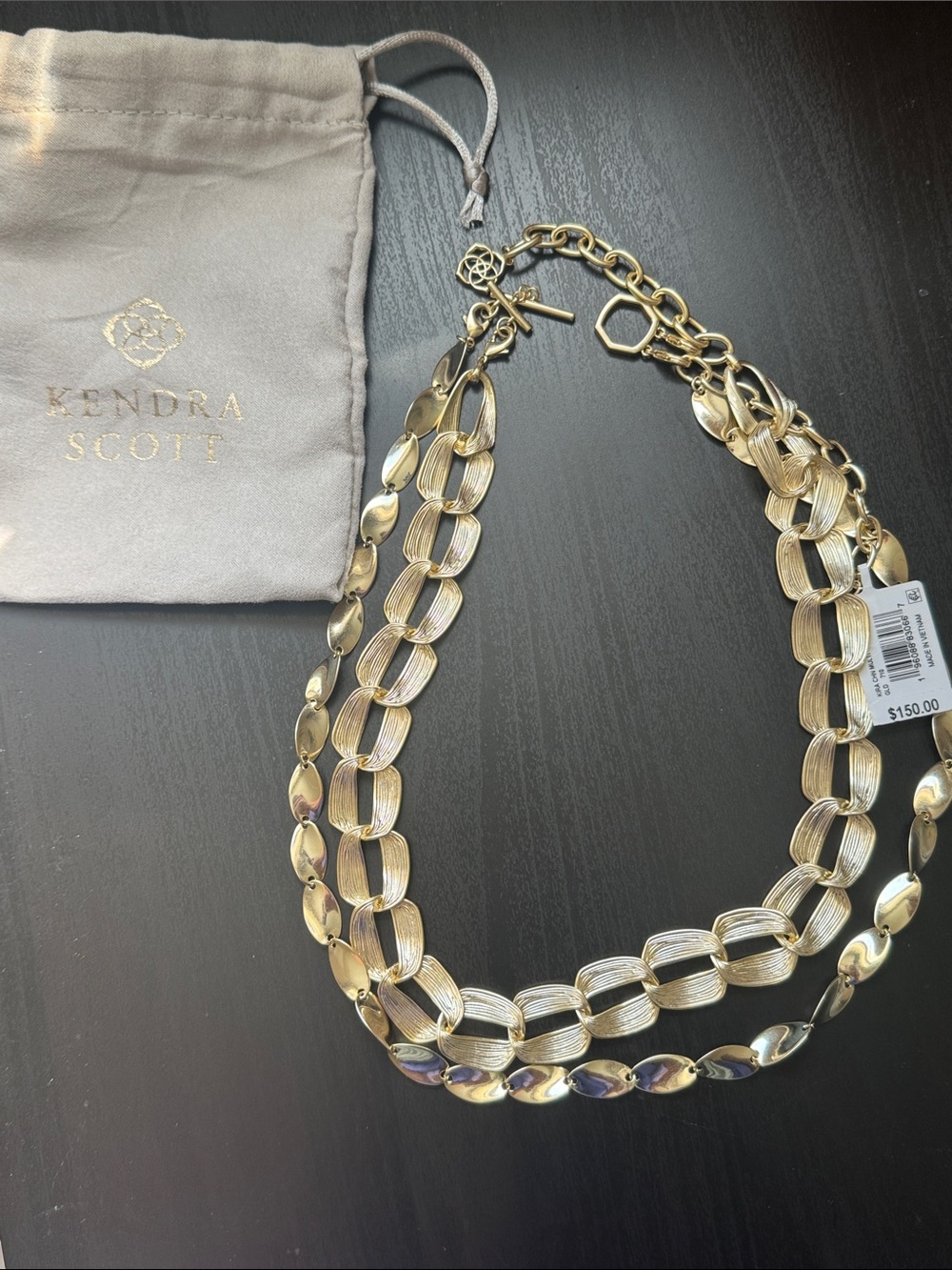 NEW Kendra Scott $150 Kira short multi strand necklace gold 14k over brass